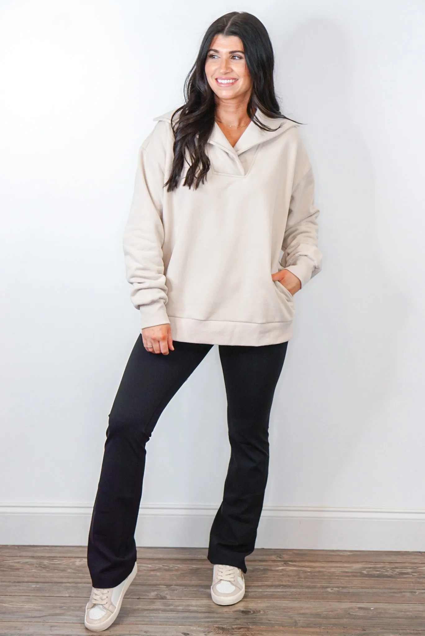 Terry Knit Perfection Ecru Pullover