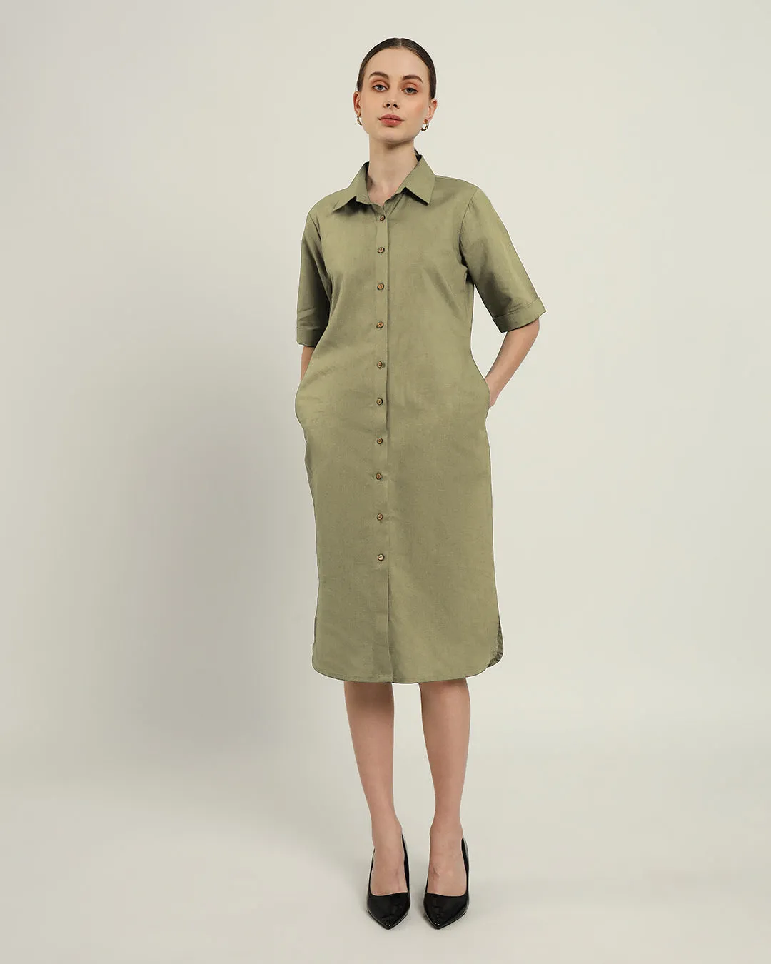 The Tampa Daisy Olive Linen Dress