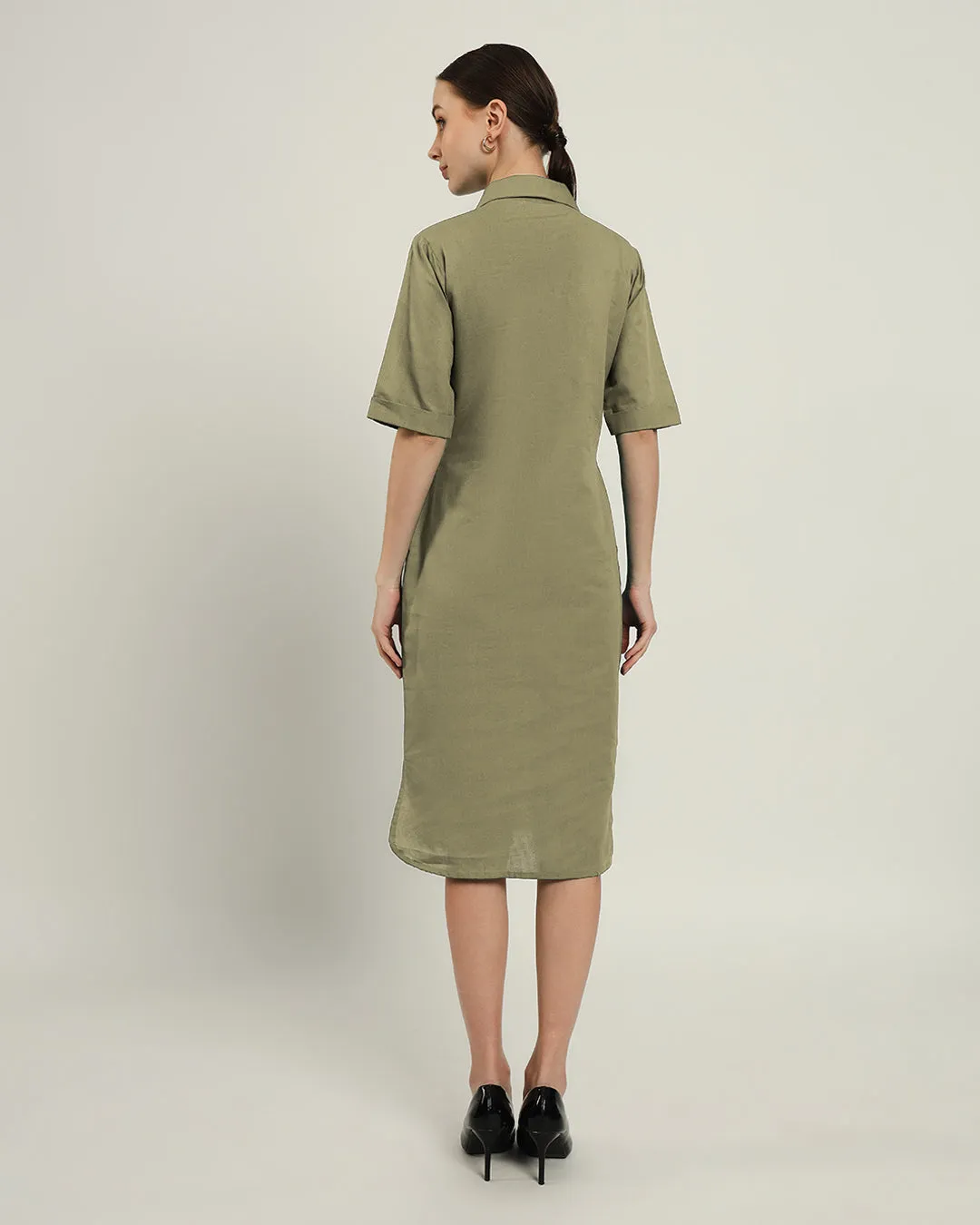 The Tampa Daisy Olive Linen Dress