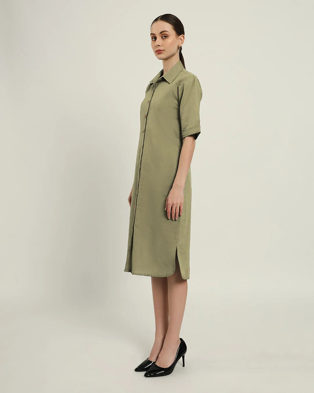 The Tampa Daisy Olive Linen Dress