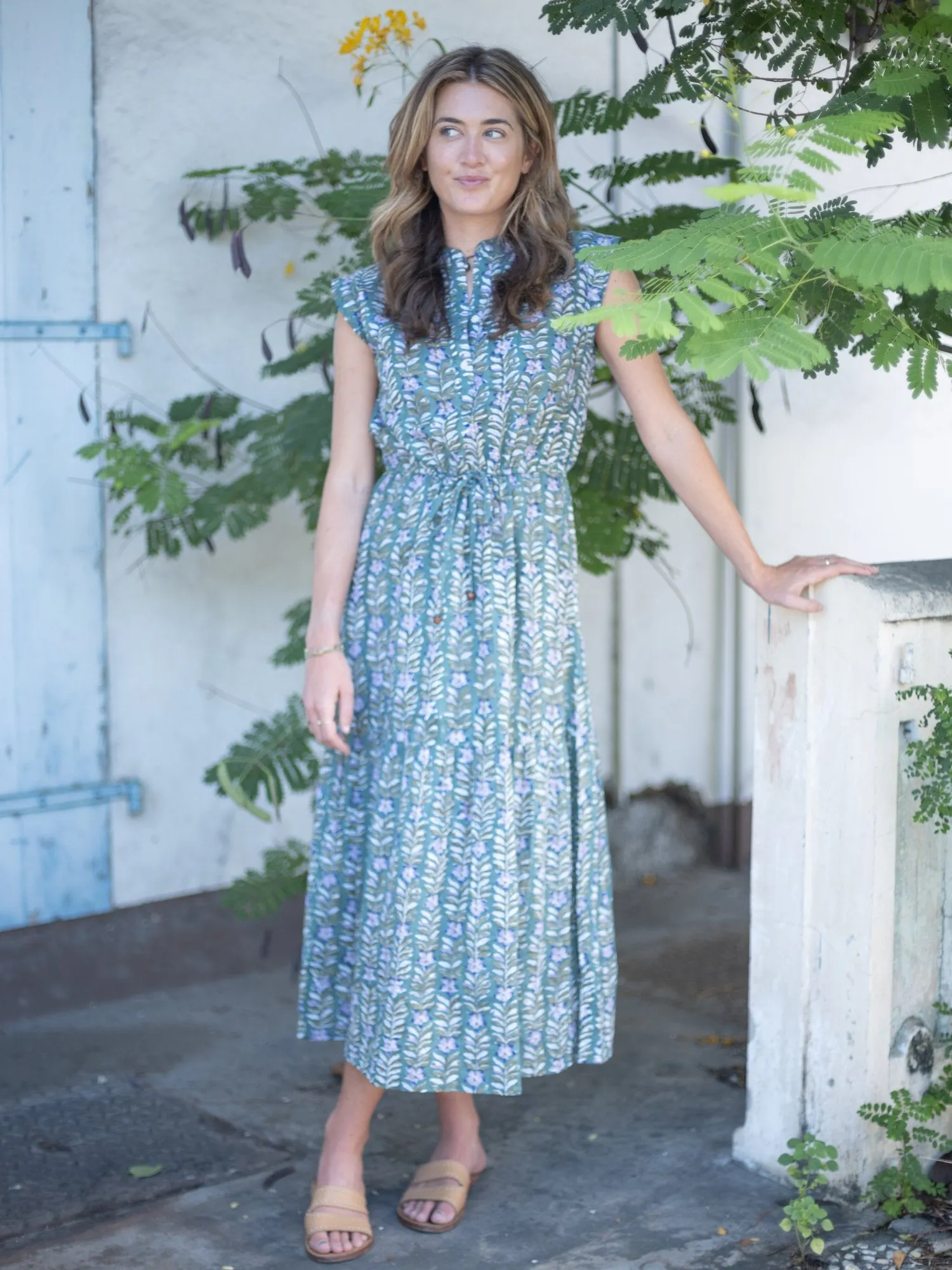 The Tanya Maxi in Green Floral by Perry Walker Collective