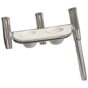 Tigress Offset Triple Rod Holder w/Cup Holders - Port Side - Polished Aluminum [88148]