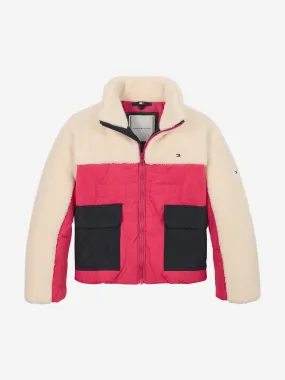 Tommy Hilfiger Girls Flag Quilted Teddy Jacket in Multicolour