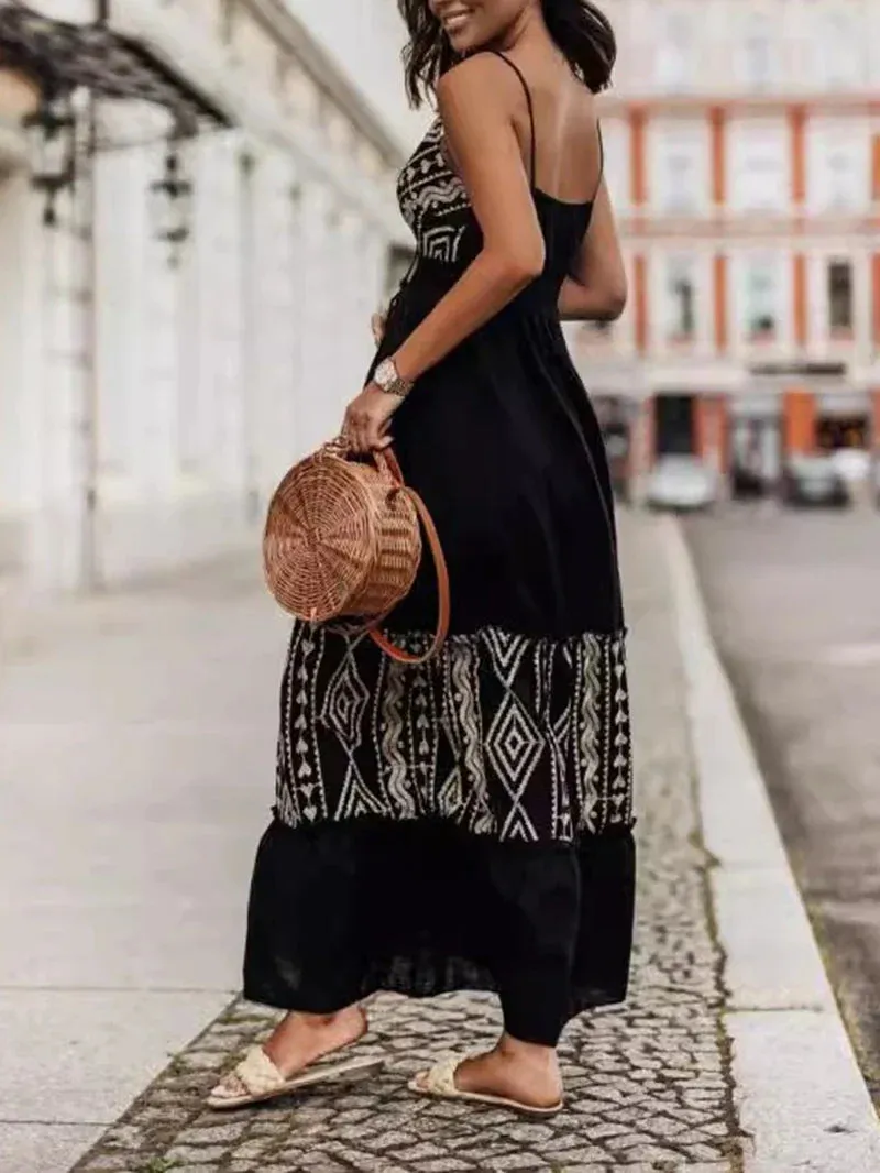 Tribal-Inspired Embroidered Maxi Dress