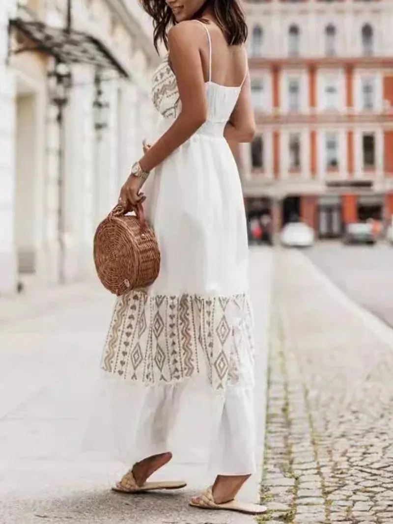 Tribal-Inspired Embroidered Maxi Dress