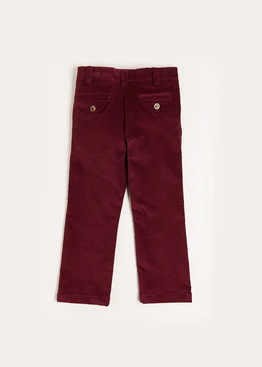 Velvet Formal Trousers in Burgundy (4-10yrs)