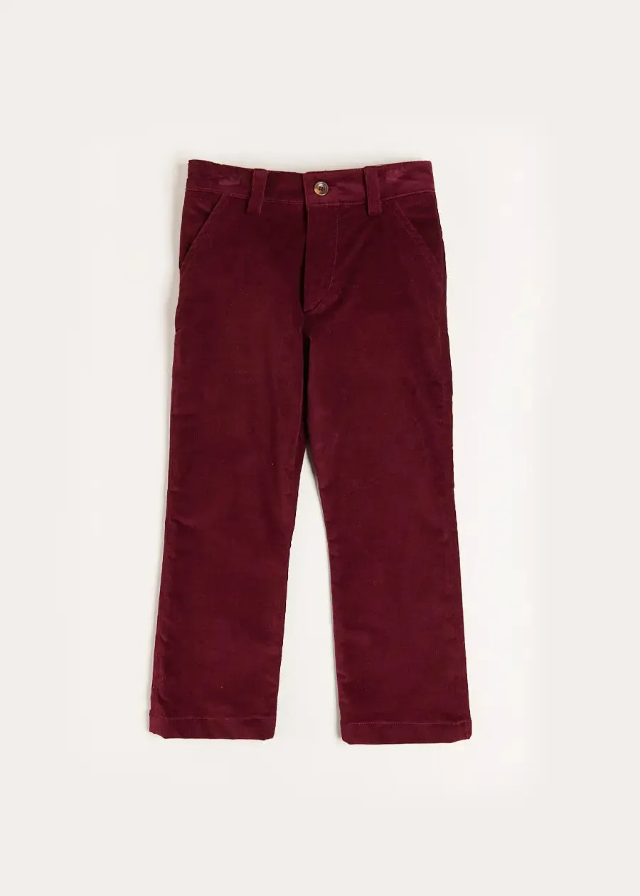 Velvet Formal Trousers in Burgundy (4-10yrs)