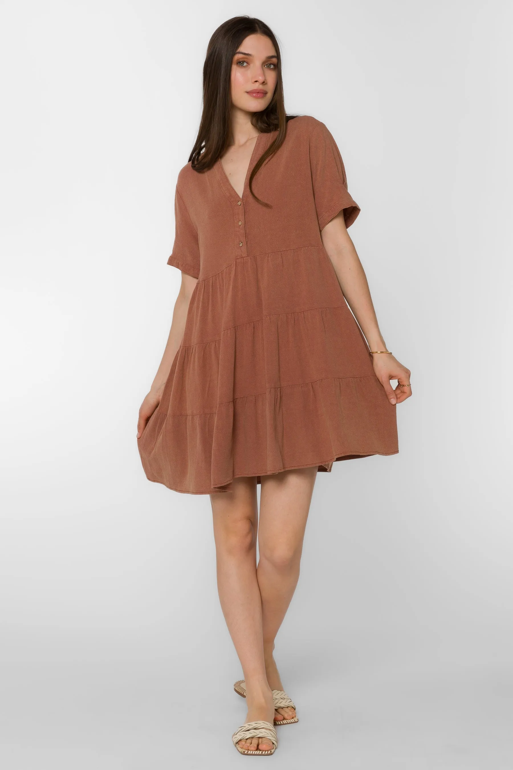 Velvet Heart Graham Short Sleeve Dress | Rootbeer