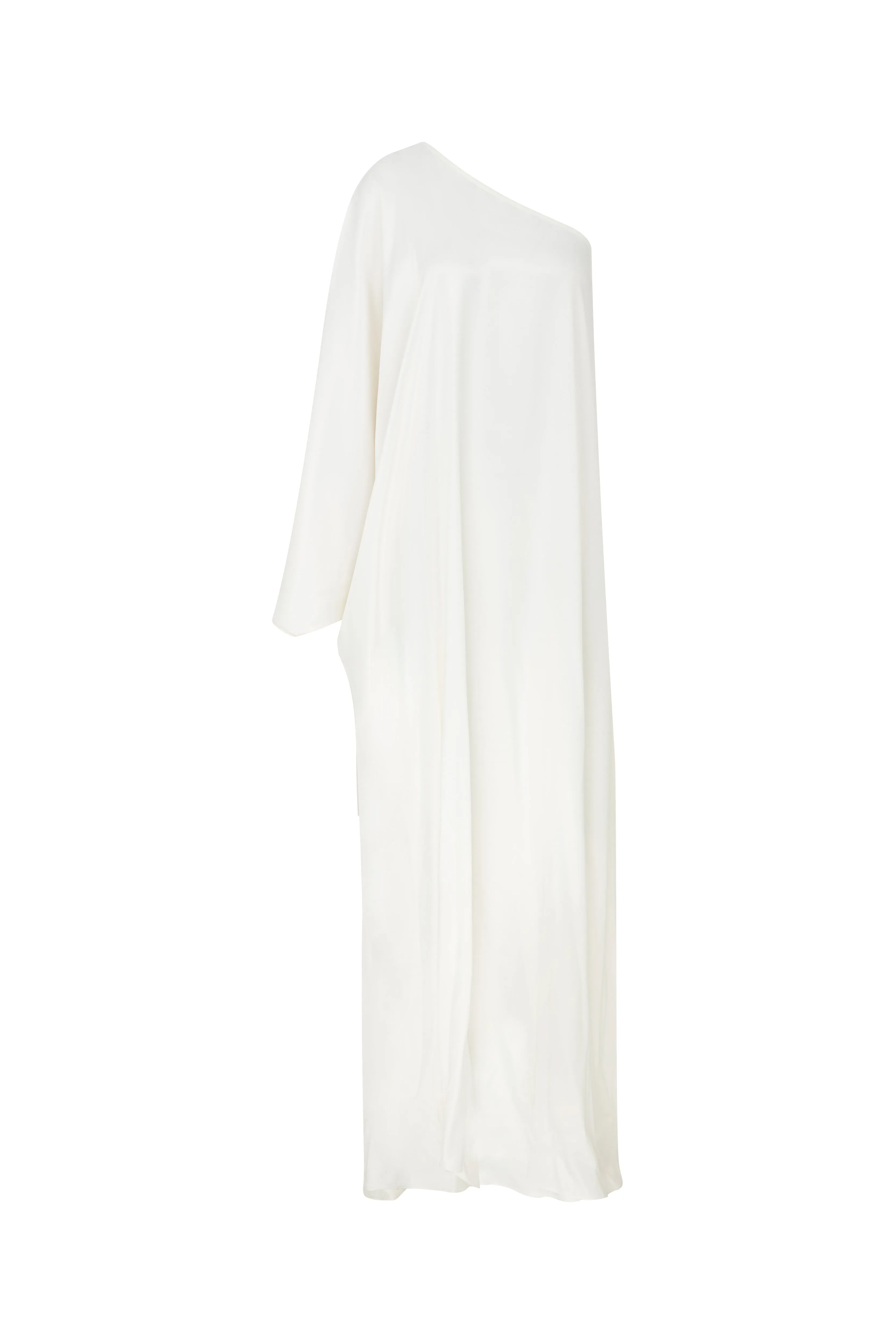 Venus One-Shoulder Satin Maxi Dress in White Swan