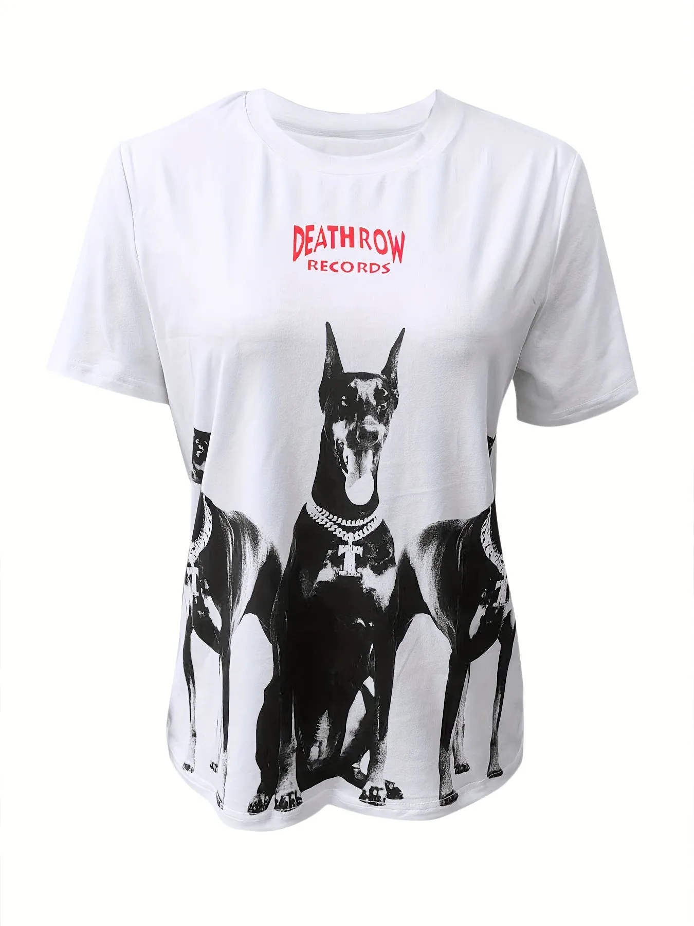 Vibrant Dog Print Crew Neck T-Shirt - Soft Polyester, Mid-Elasticity, Regular Length, Elegant Style, Positioning Printing - Perfect for Spring, Summer, and All Seasons, Womens Casual Short Sleeve Clothing