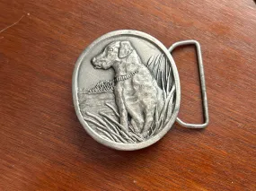 Vintage 1977 Indiana Metal Craft Pewter Labrador Retriever Belt Buckle