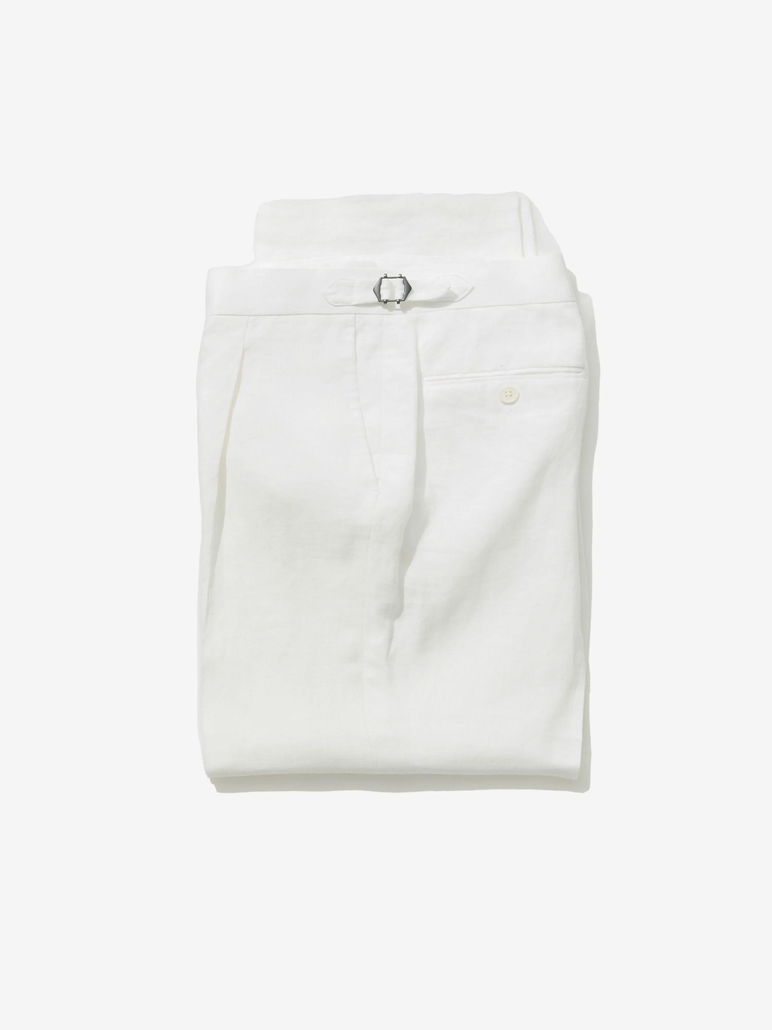 White Linen Oscar Trousers (Wide Fit)