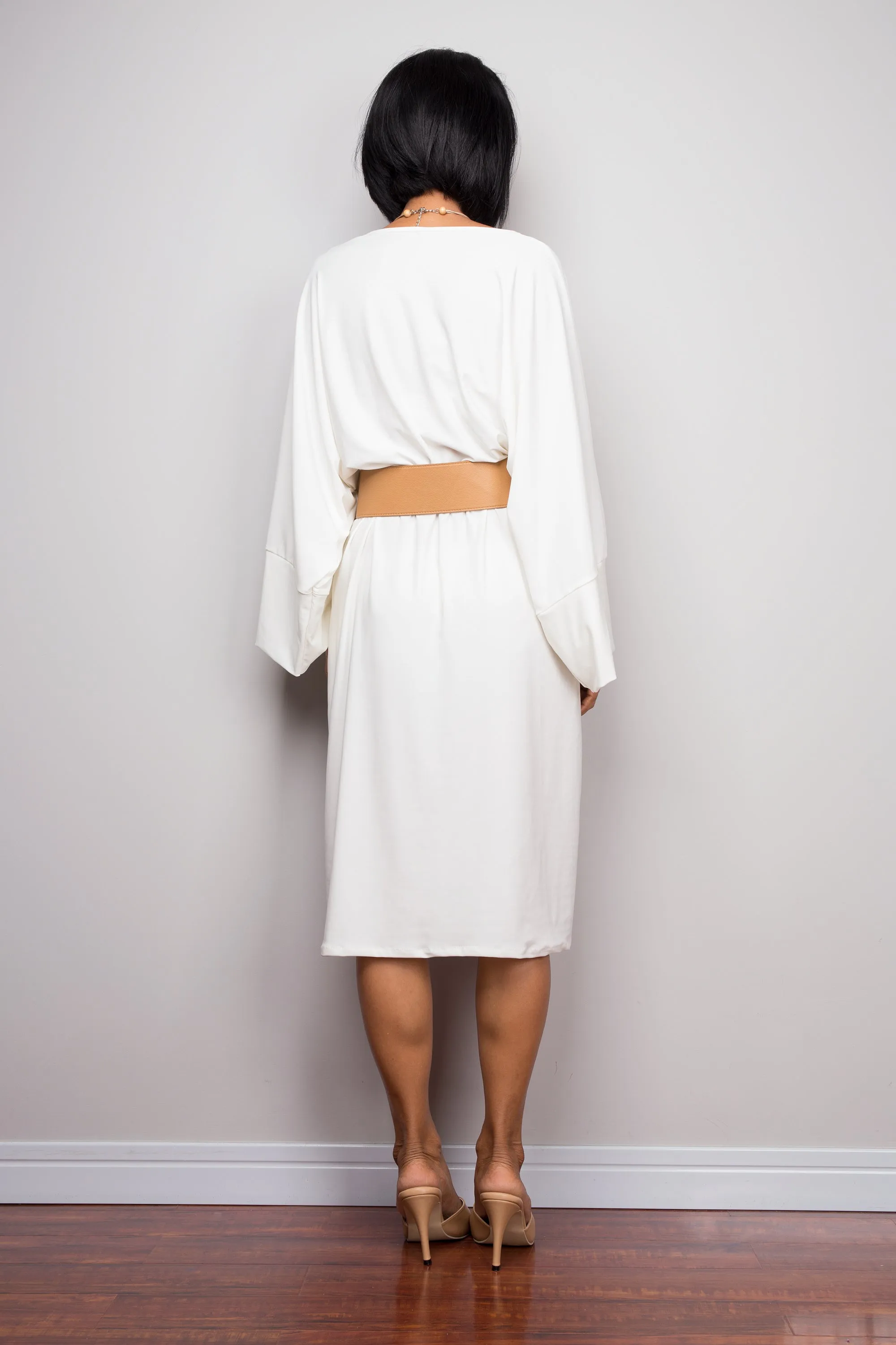 White midi dress