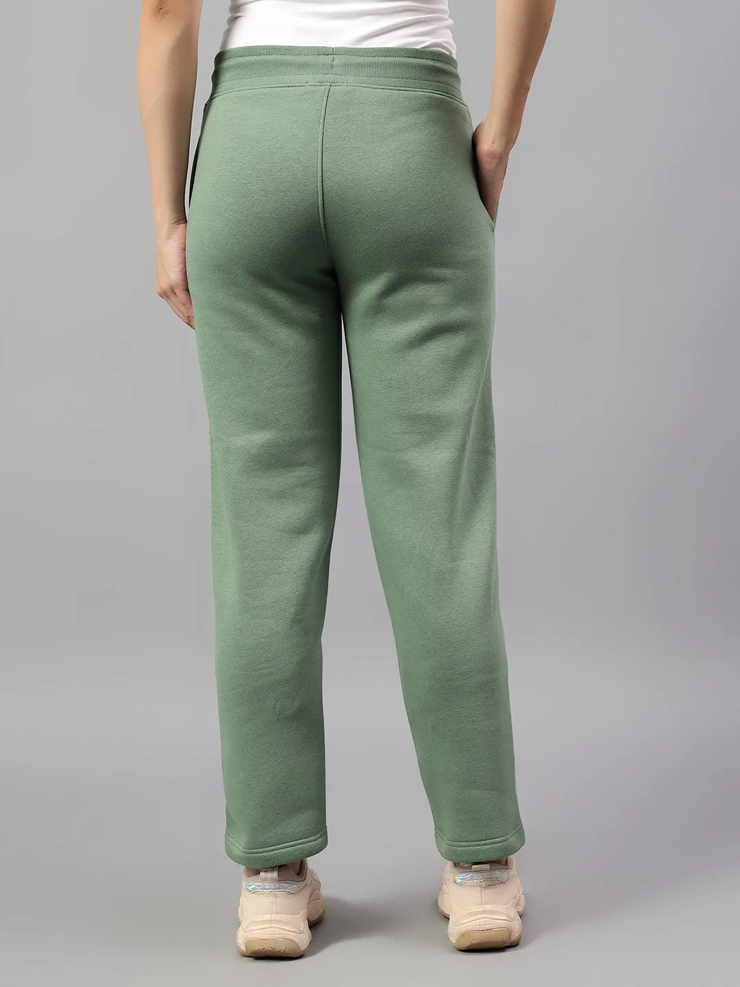 Women's Green Solid Winter Track Pant