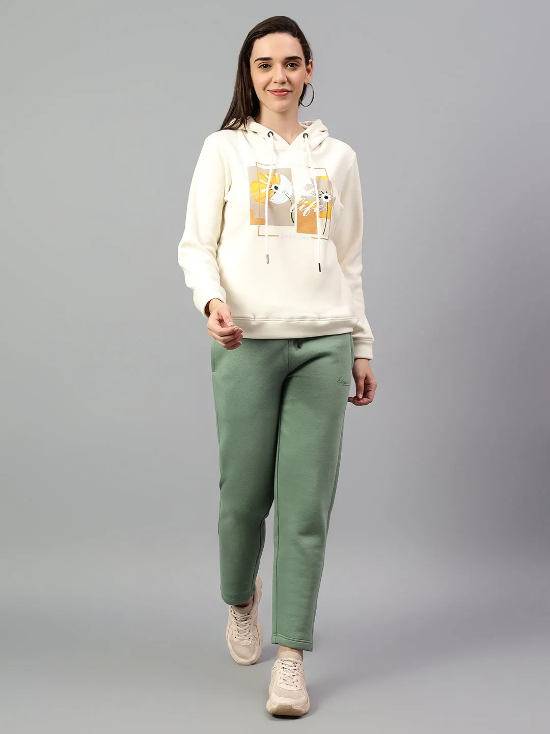 Women's Green Solid Winter Track Pant