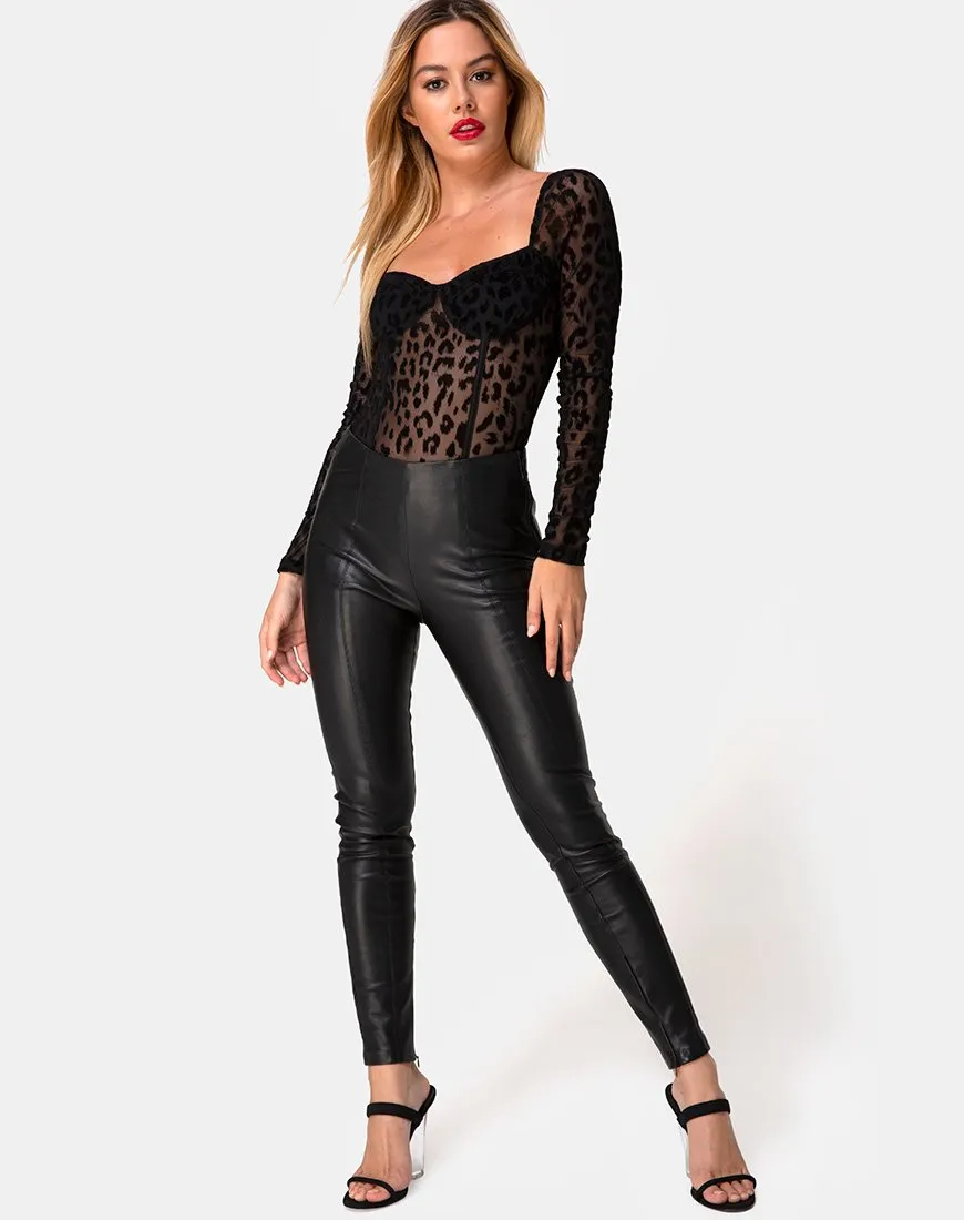 Yelica Longsleeve Bodice in Animal Net Black