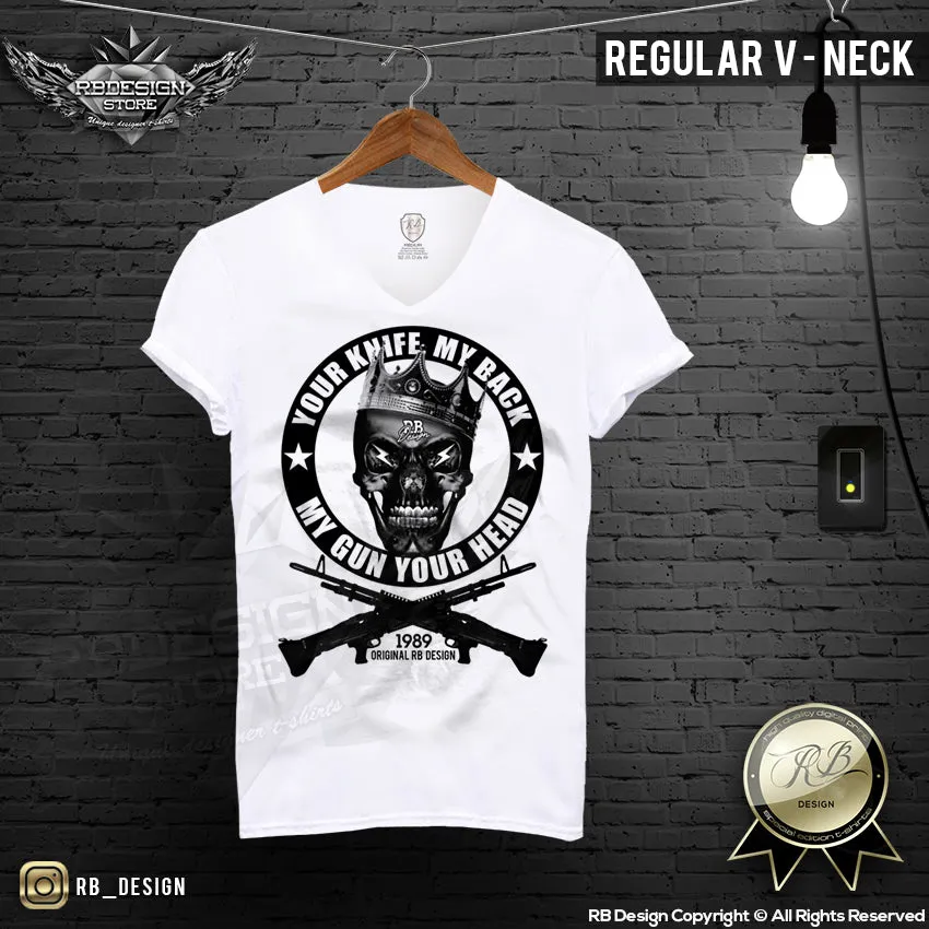 Your Knife My Back My Gun Your Head Skull T-shirt RB Design Tank Top MD648 B