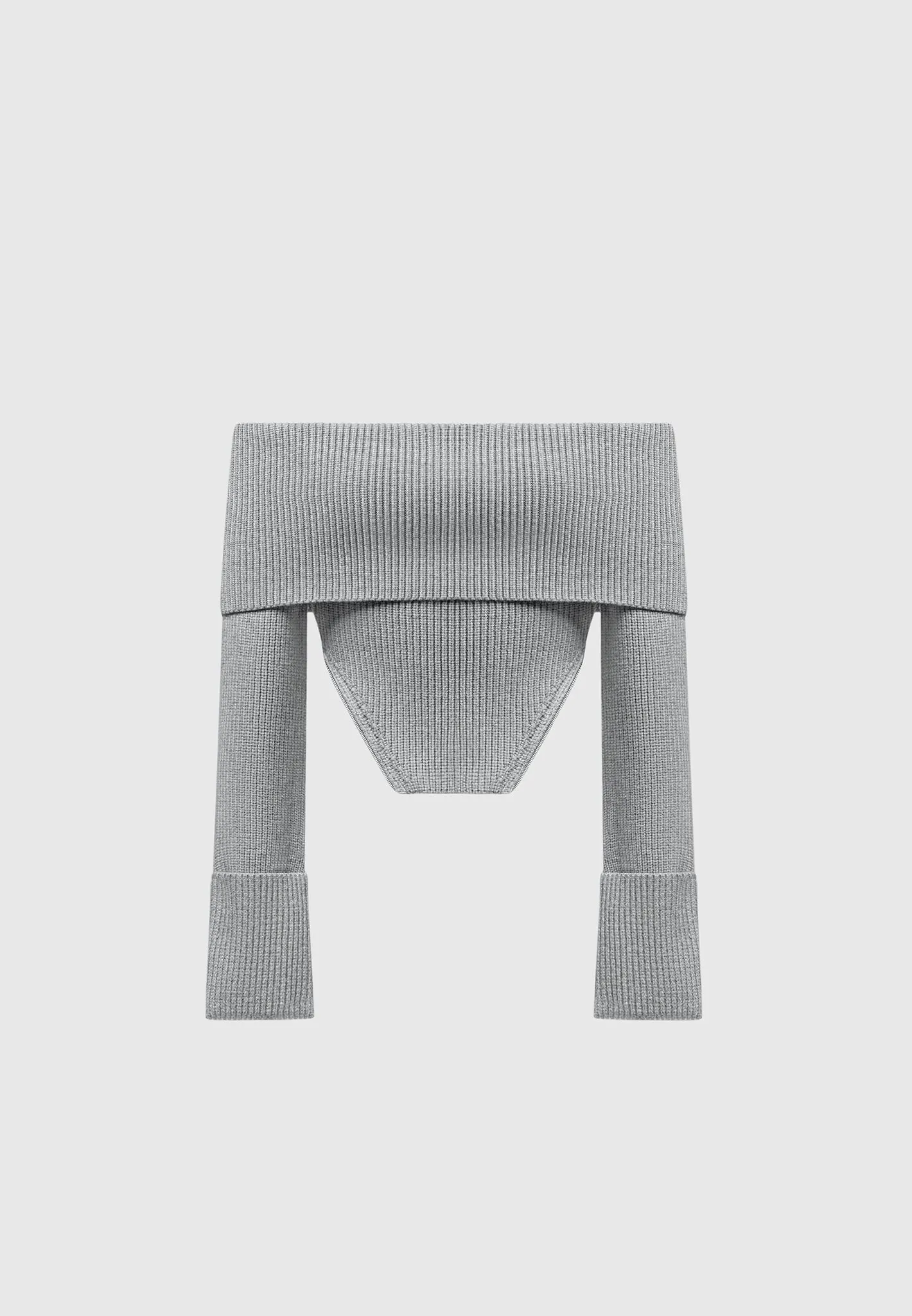 Zip Detail Knit Bandeau Top - Grey