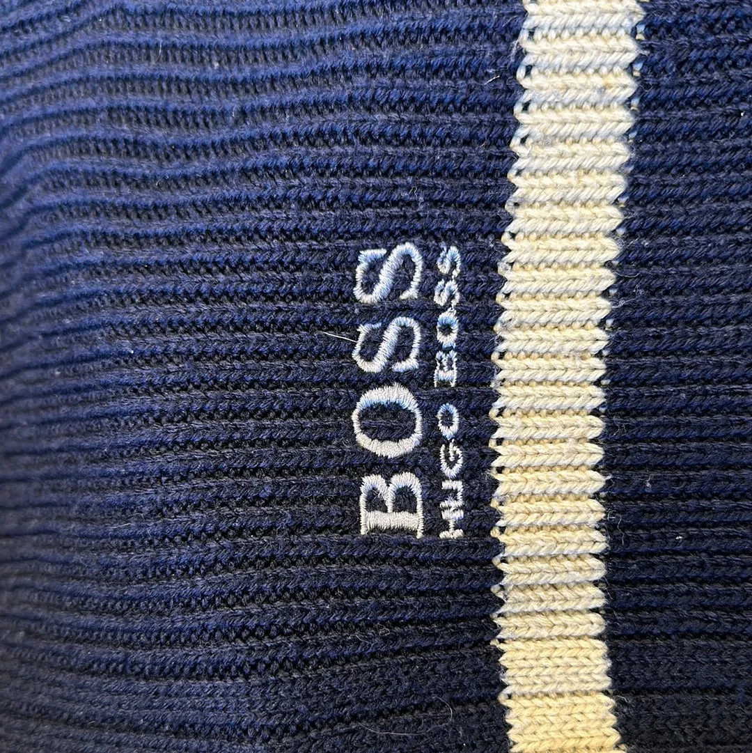 zip up ribbed boss knit jumper